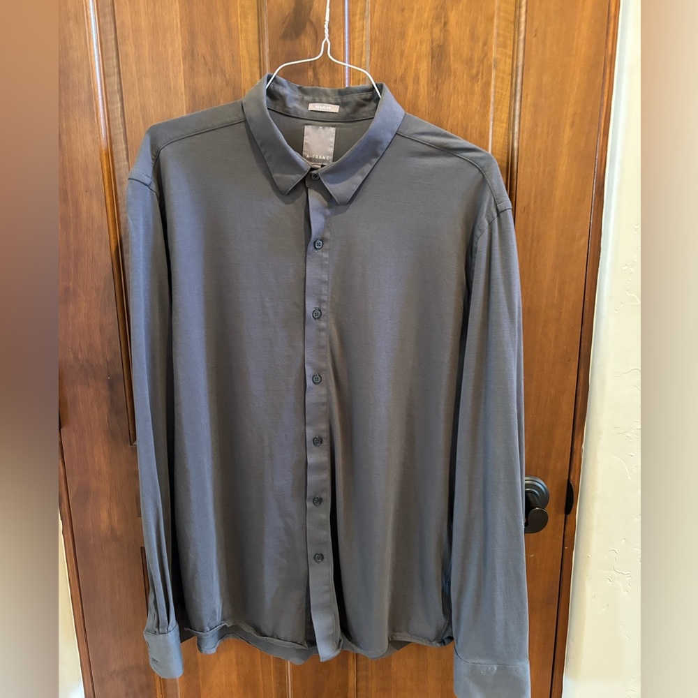 A-Frame Brand - Rome Grey Knit Button Down Shirt
